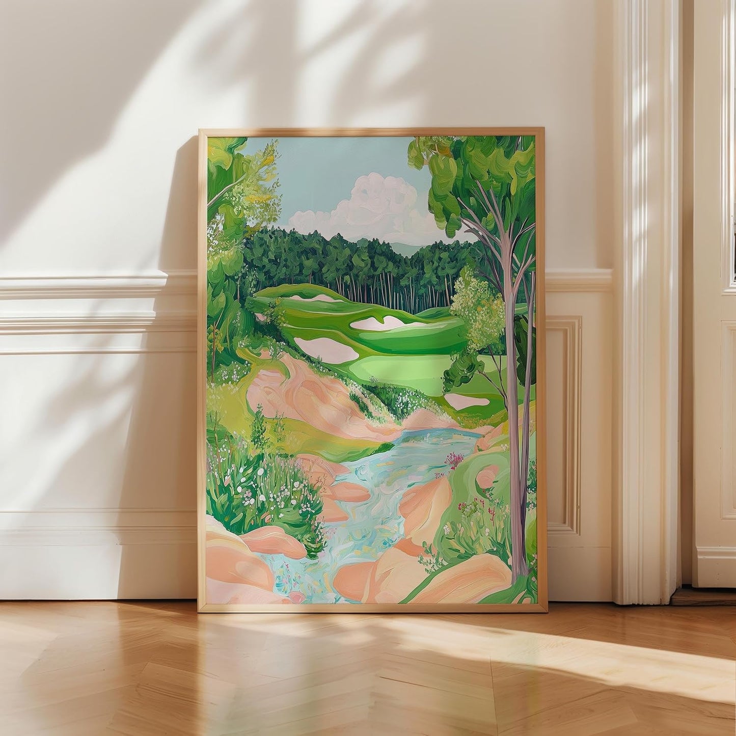 Golf Course Floral Pastel Art Print Posters - Premium Giclee Fine Art Prints - Golf Course Home Decor Posters, Golfer Art Prints for Home and Office Decor - Vintage Aesthetic, Ready to Frame