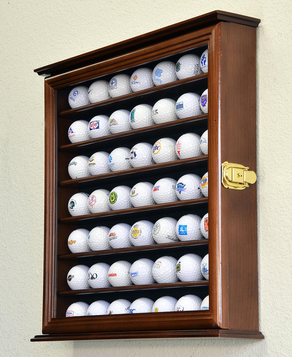 Golf Ball Display Case Holder Cabinet Wall Rack Stand Select Your Size 98% UV Lockable 5 Sizes 4 Colors to Choose