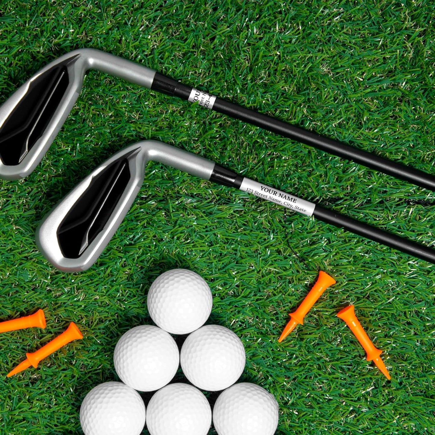 Custom White Golf Club ID Labels, Personalized Golf Club Name Sticker,0.75x2 Inches, Set of 30, 4 Mil Vinyl Decal Stickers Weather Resistant, Made in USA by My Sign Center