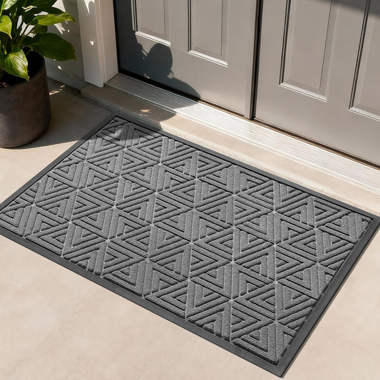 Yimobra Large Door Mat 47x32, All-Weather Waterproof Non-Slip Welcome Matt Outdoor, Heavy Duty Non Slip Doormat for Entryway for Patio and Garage Indoor, Easy Clean, Grey