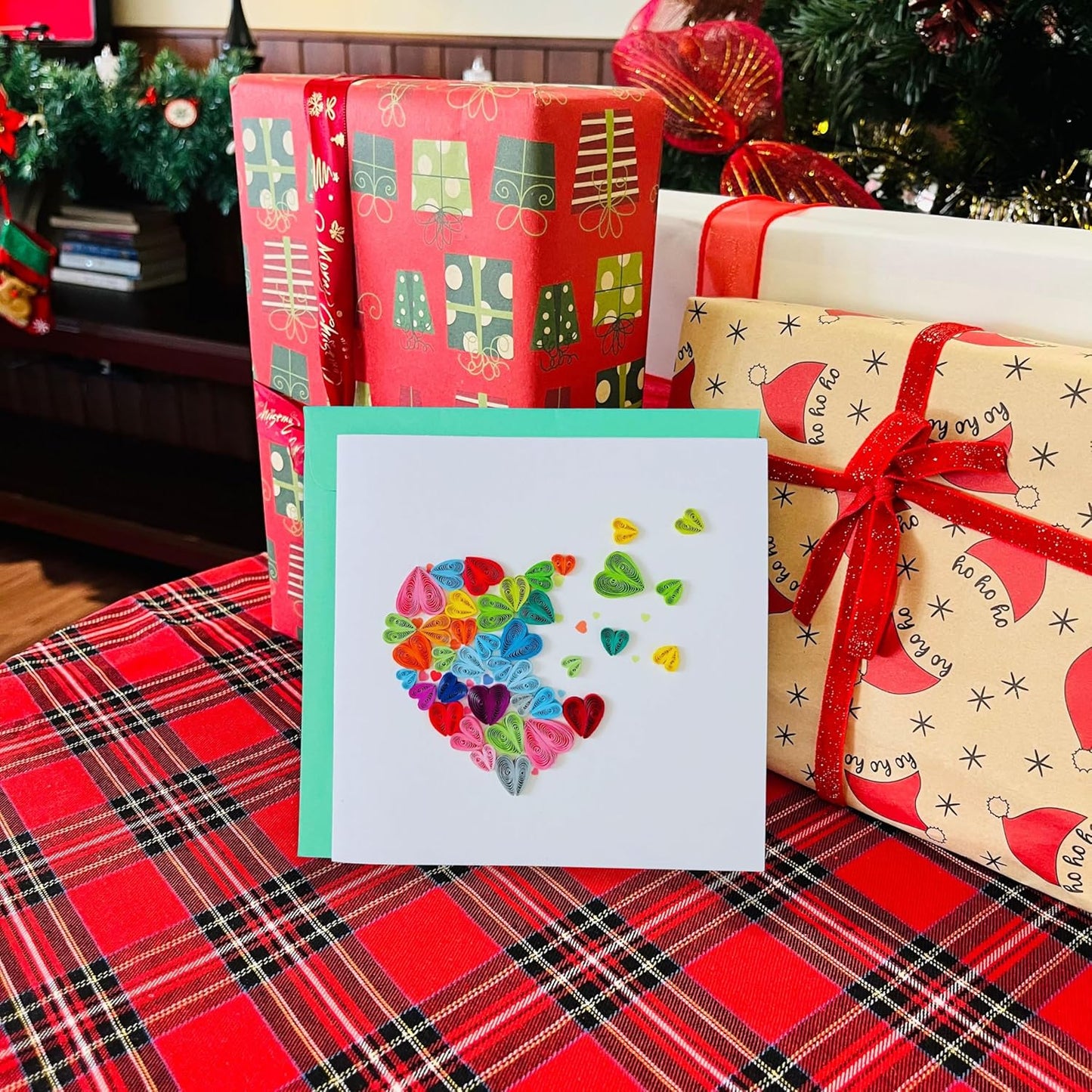 Quilling Cards, handmade card, quilled cards with Handmade Art for all occasions: quilling birthday card for women, Birthday card, mother... colorful heart design (Breaking heart)