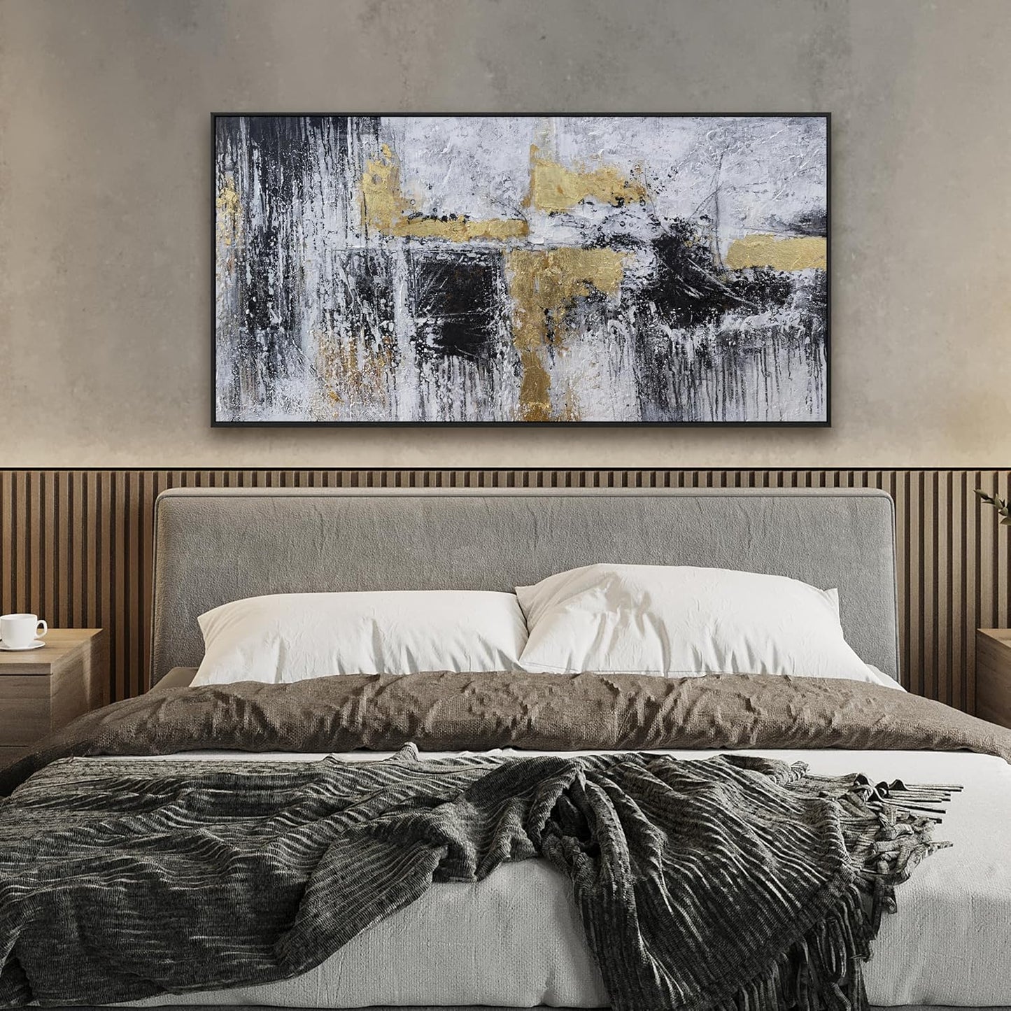 Abstract Wall Art Small Size Black And Gold Modern Minimalist Artwork Framed Home Artwork Decor Modern Minimalist Canvas Painting Living Room Decor For Bedroom Office Wall Decor 20"X40"