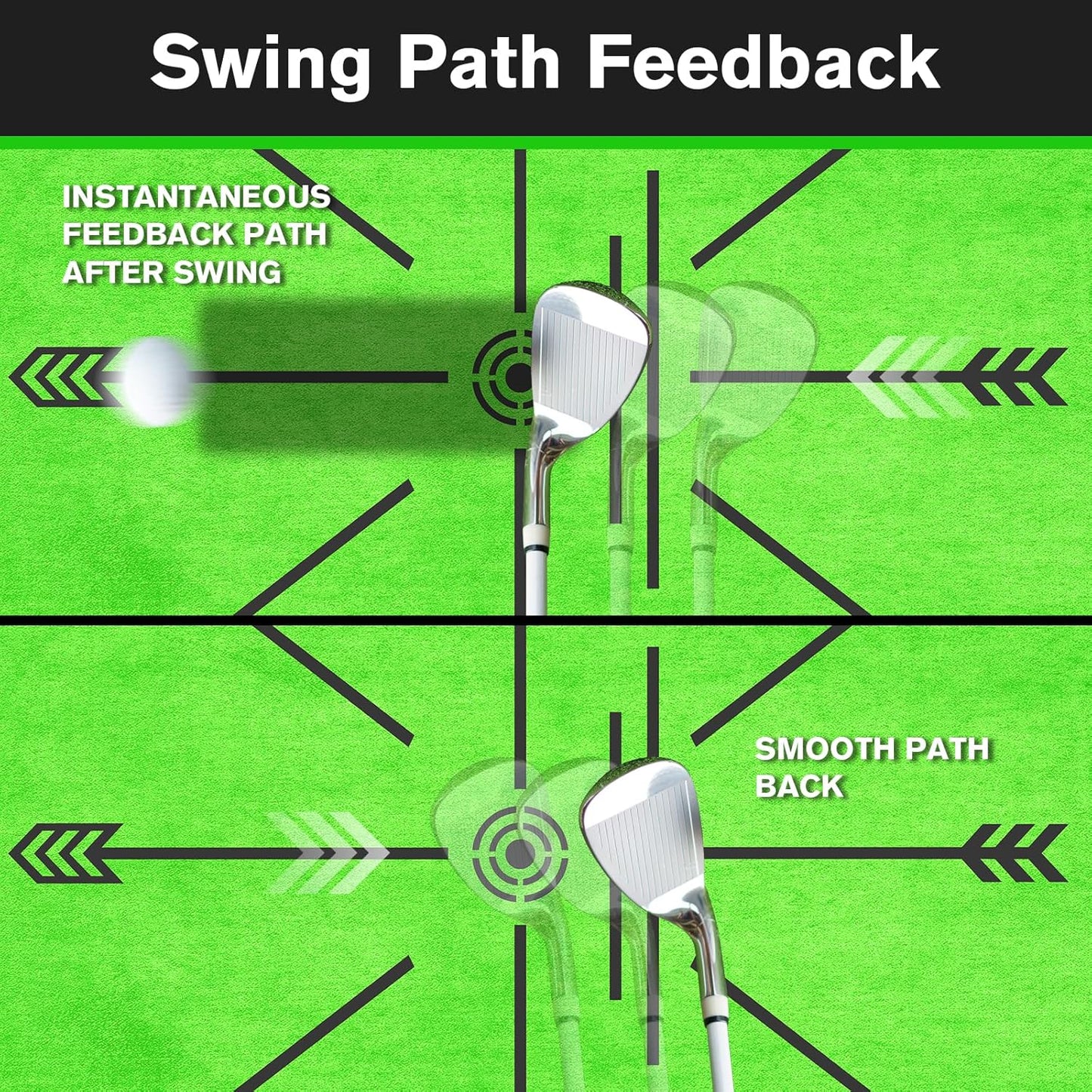 Golf Hitting Mat, Golf Mats Practice Outdoor Indoor for Swing Path Feedback Detection Batting, 16"x12" Artificial Dual Turf Golf Mat with Tees for Training, Driving, Chipping