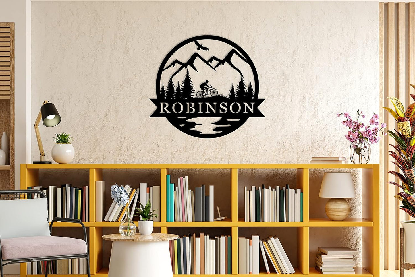 Personalized Mountain Biking Metal Sign, Custom Metal Bike Wall Art, Mountain Bike Gift, Custom Sign for Cabin, Lake House, Vacation Home