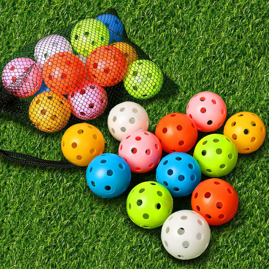 THIODOON Practice Golf Balls Limited Flight Golf Balls 40mm Hollow Plastic Golf Training Balls Colored Airflow Golf Balls for Swing Practice Driving Range Home Use Indoor