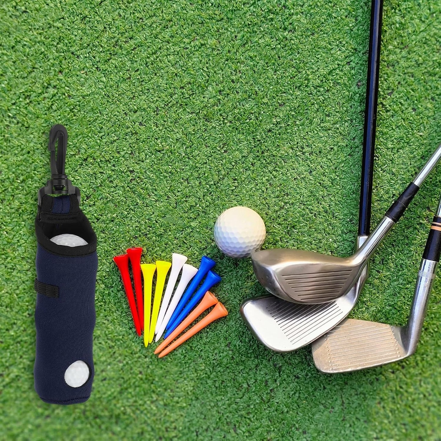 uxcell Golf Ball Carry Bag, Waist-Mounted Storage Bag Neoprene Golf Tee Holder Pouch with Lightweight Hook for Men and Women