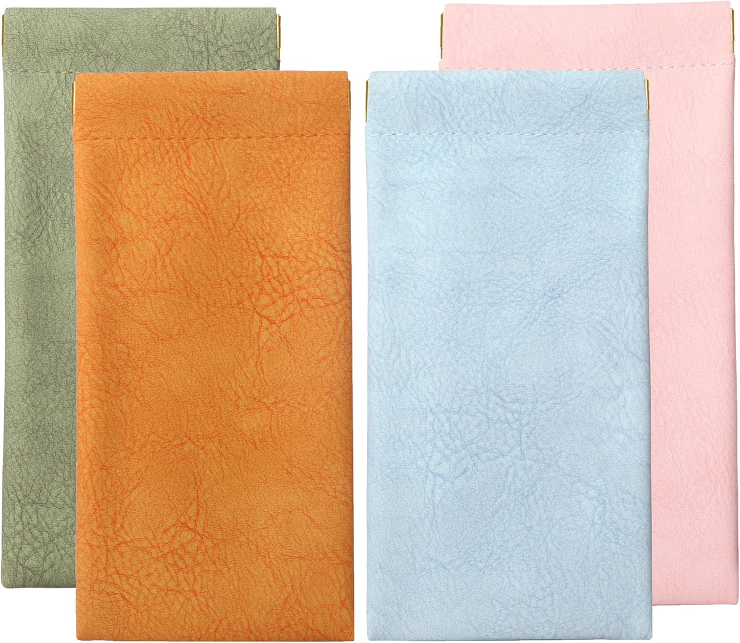 4 Pack Squeeze Top Glasses Case Soft Leather Eyeglasses Cases Sunglasses Pouch Portable Glasses Pouch Bags