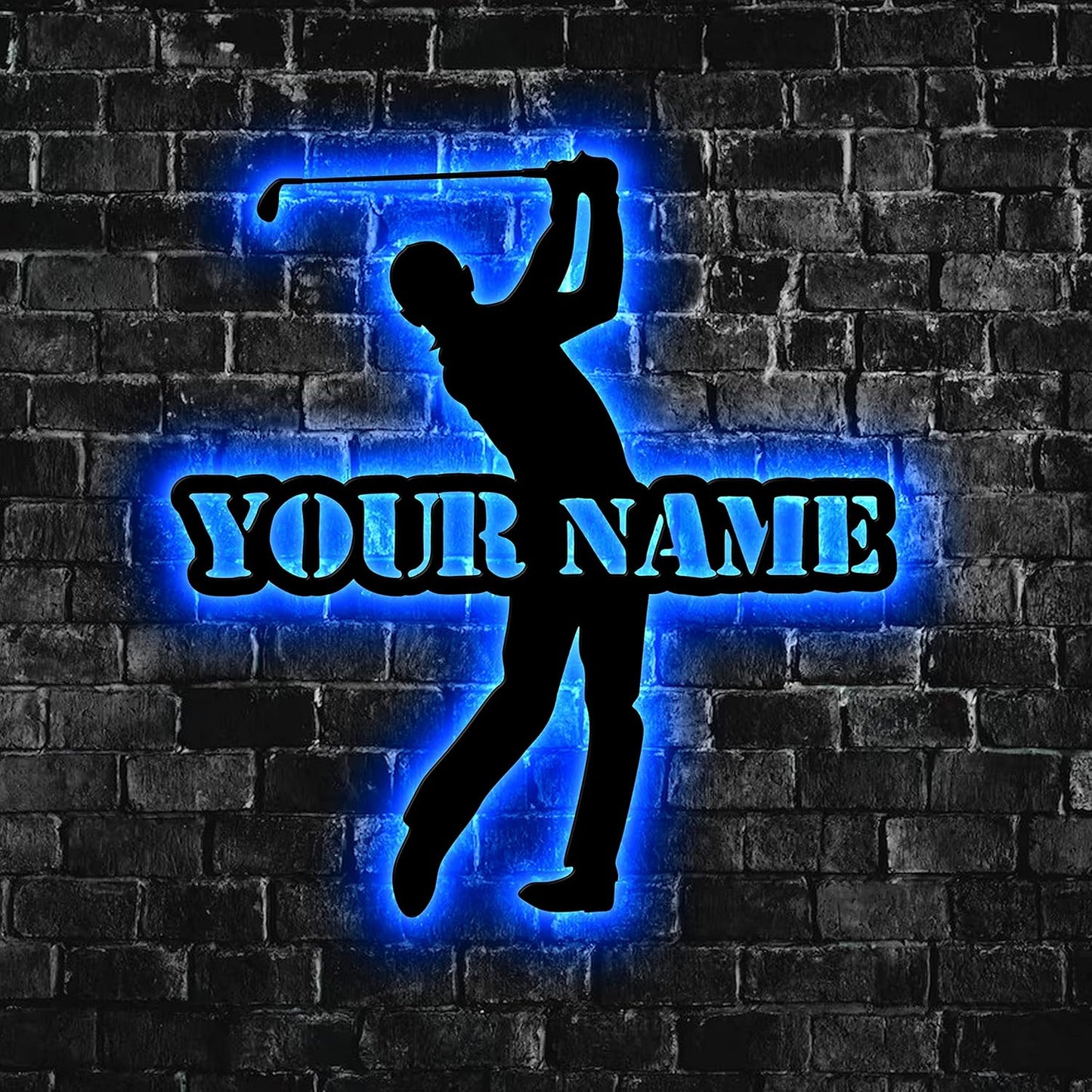 Custom Golfer Metal Wall Art with Led Light, Personalized Golfer Name Sign Home Decor 19th Hole Golf Club Decoration, Home Decor,Custom Golf Name Sign Decor, Gift For Dad, Son, Sports Lovers, Christmas Gift