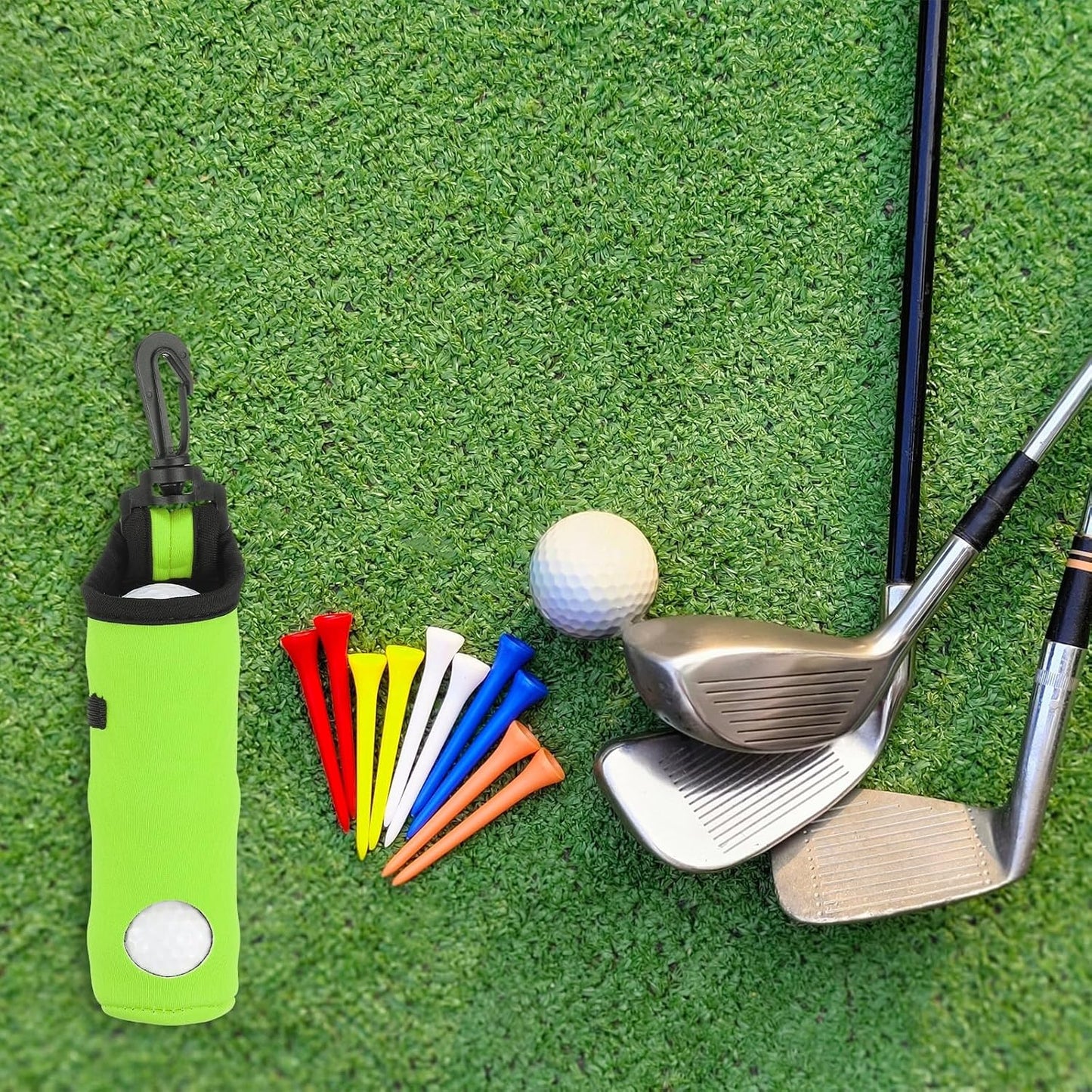 uxcell Golf Ball Carry Bag, Waist-Mounted Storage Bag Neoprene Golf Tee Holder Pouch with Lightweight Hook for Men and Women