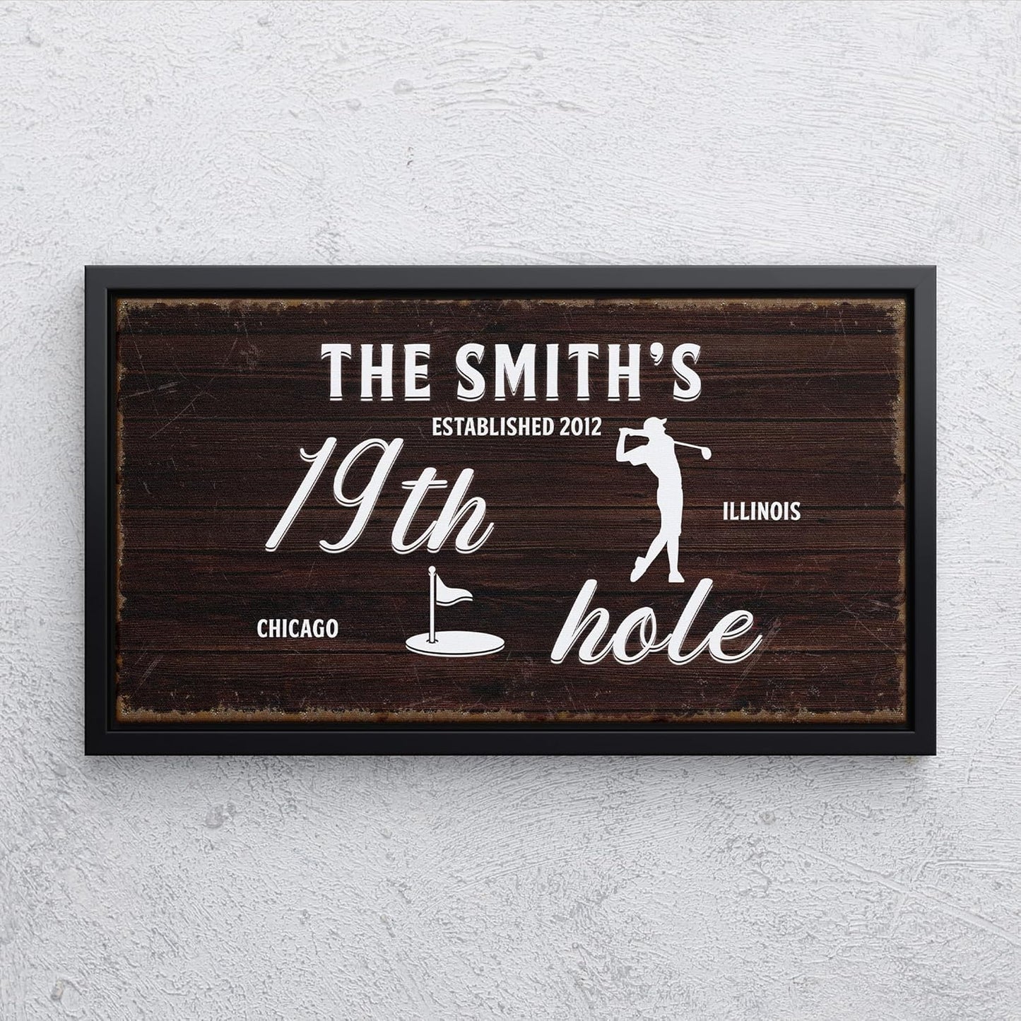 Golf Sign, 19th Hole, Retro Wall Art, Golf Wall Decor, Personalized Vintage Golf Sign for Man Cave Bar, Golfing Room, Golf Decor for Men Husband Boyfriend Dad (Golf Art with a Golfer)