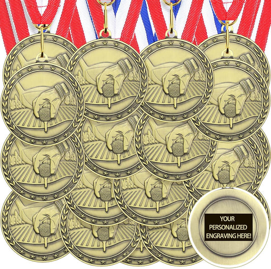 36 Pcs 2'' Gold Medals Bulk Volleyball Football Basketball Soccer Baseball Archery Dink Ball Cheer Track Bowling Awards Medals with Ribbons for Sports Participation Winner Gift