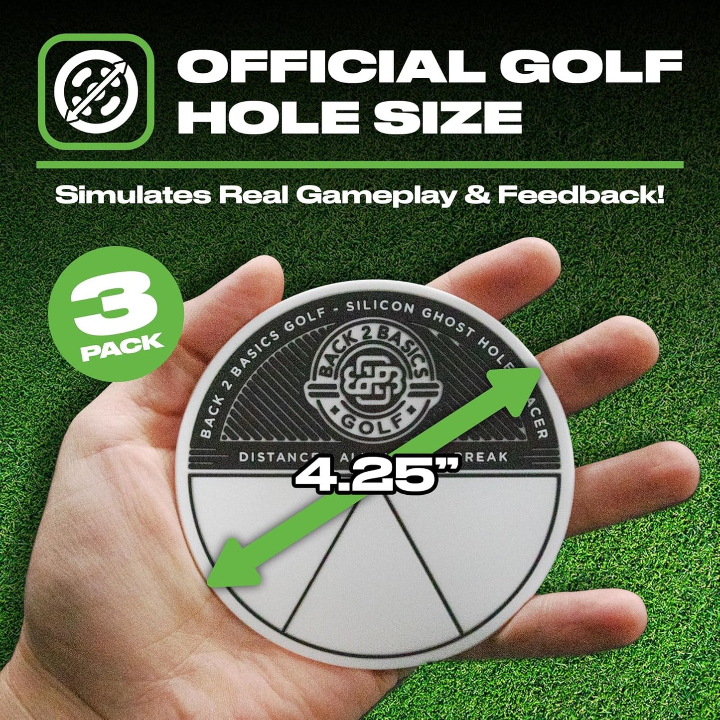 3-Pack Target Ghost Holes for Golf Training, Putting Aid for for Distance, Alignment, and Break Training - Ghost Golf Practice Hole, Putting Training Aid, Practice Putting Green Indoor & Outdoor Use