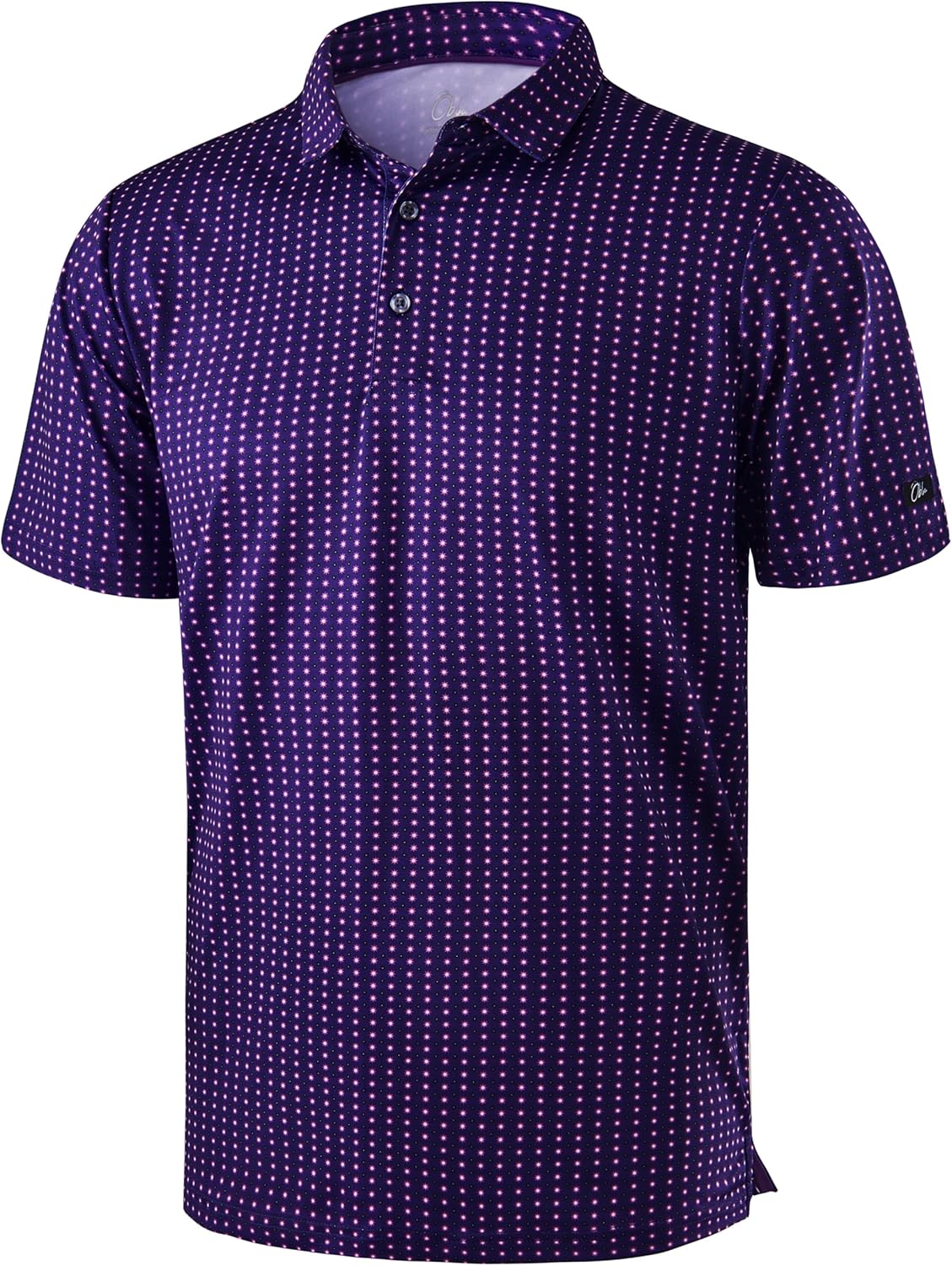 Obla Mens Golf Polo Shirts Short Sleeve Dry Fit Performance Moisture Wicking Casual Print Collared Golf Shirts for Men