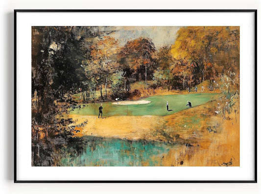 Vintage Golf Course Premium Giclee Fine Art Prints - Antique Style Golf Course Painting Posters, Golf Wall Art, Aesthetic Golfing Poster for Home Office Decor, Ready to Frame