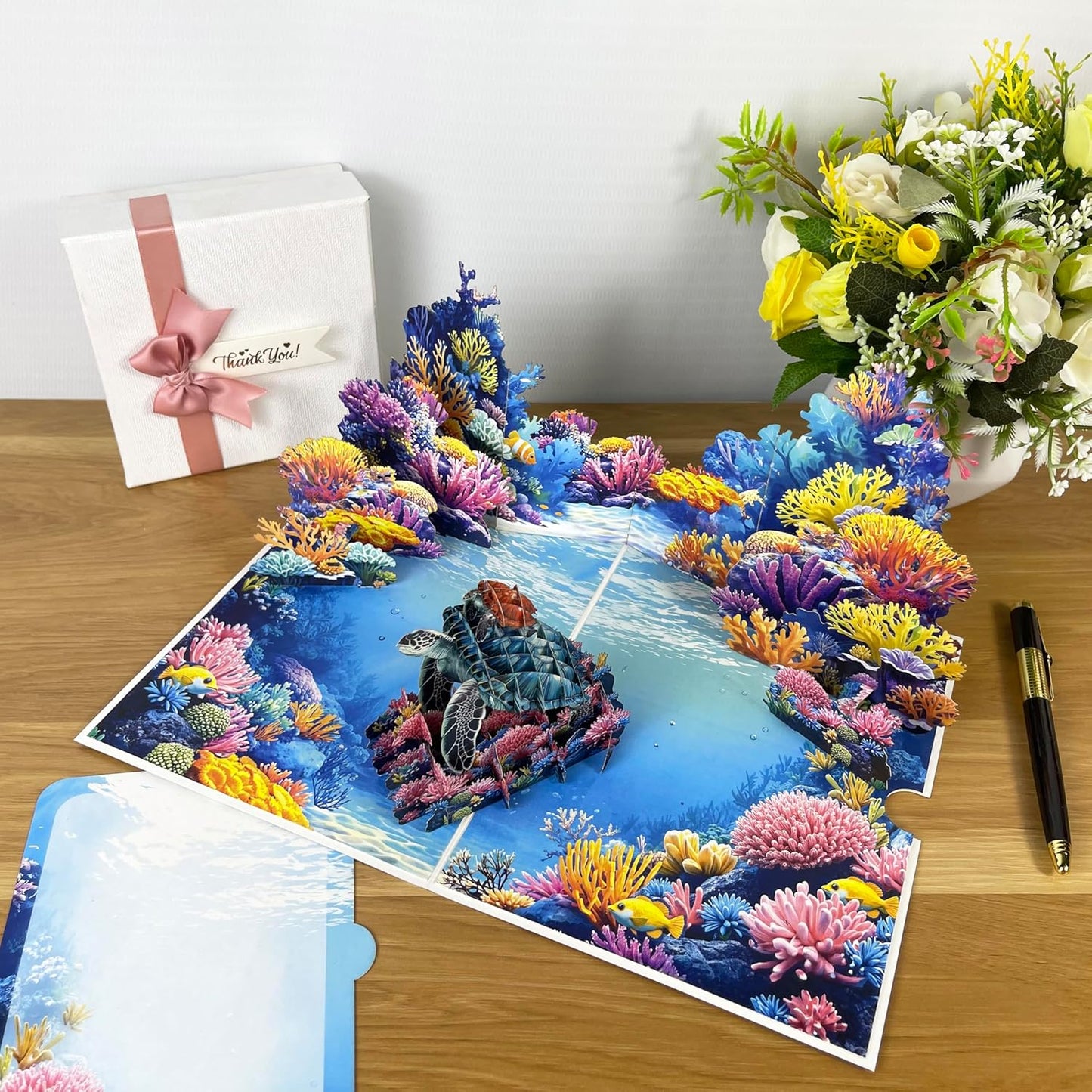 3D Sea Turtle Popup Card - Handmade Ocean-Themed Paper Art for Birthday, Anniversary, Christmas, Father’s Day - Unique Greeting Card Gift for Him, Her, Dad, Son, Husband, Wife, Turtle Lover