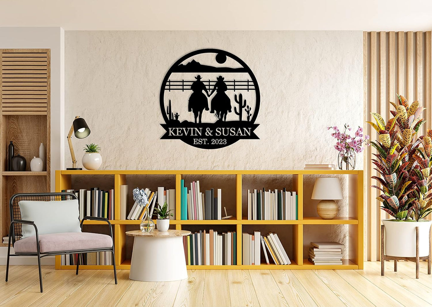 Custom Couple Cowboy Metal Wall Art, Personalized Cowboy and Cowgirl Couple Sign, Personalized Cowboy Name Sign, Cowboy Home Decor, Custom Gift for Couple, Birthday Gift