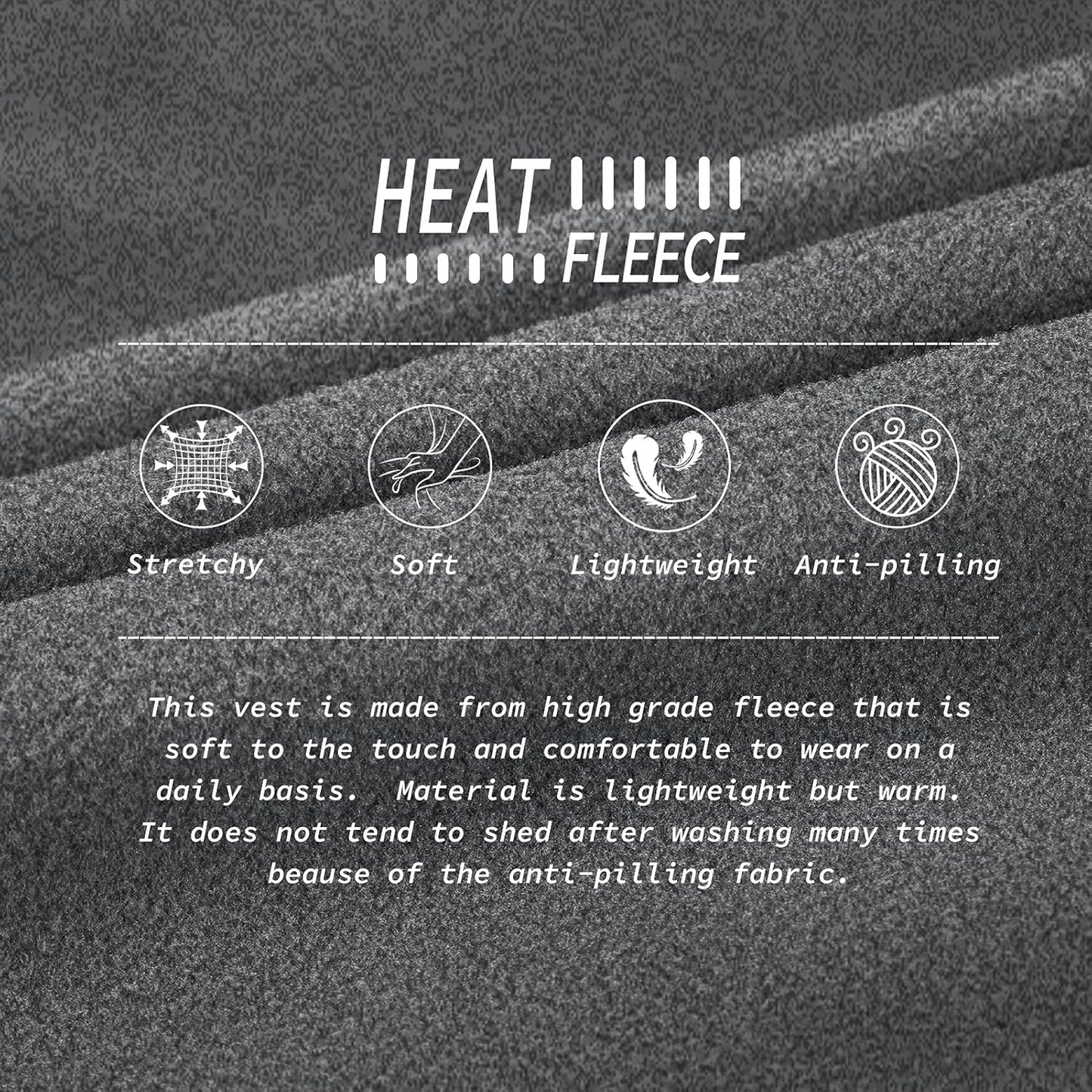 33,000ft Men's Fleece Vest, Lightweight Warm Zip Up Polar Vests Outerwear with Zipper Pockets, Sleeveless Jacket for Winter