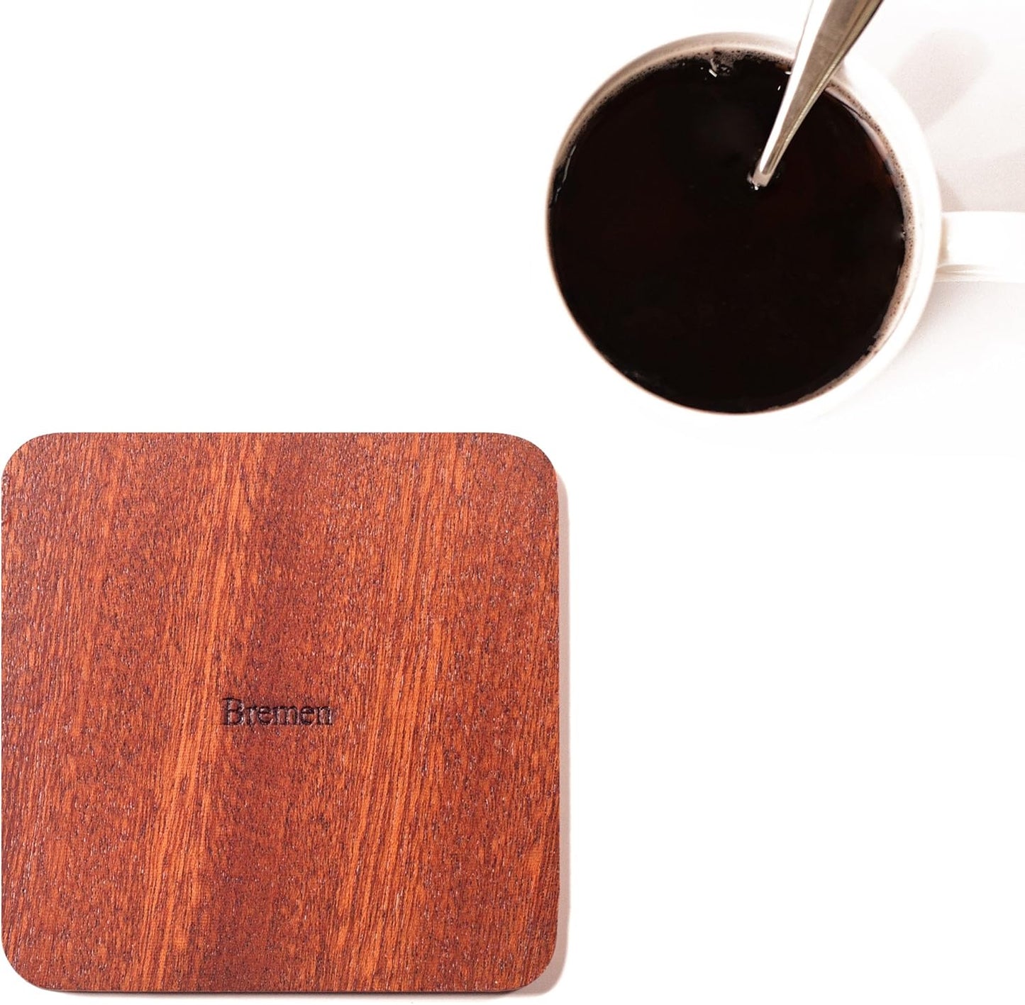 Bremen Map Coaster by O3 Design Studio, Set Of 4, Sapele Wooden Coaster With City Map, Handmade