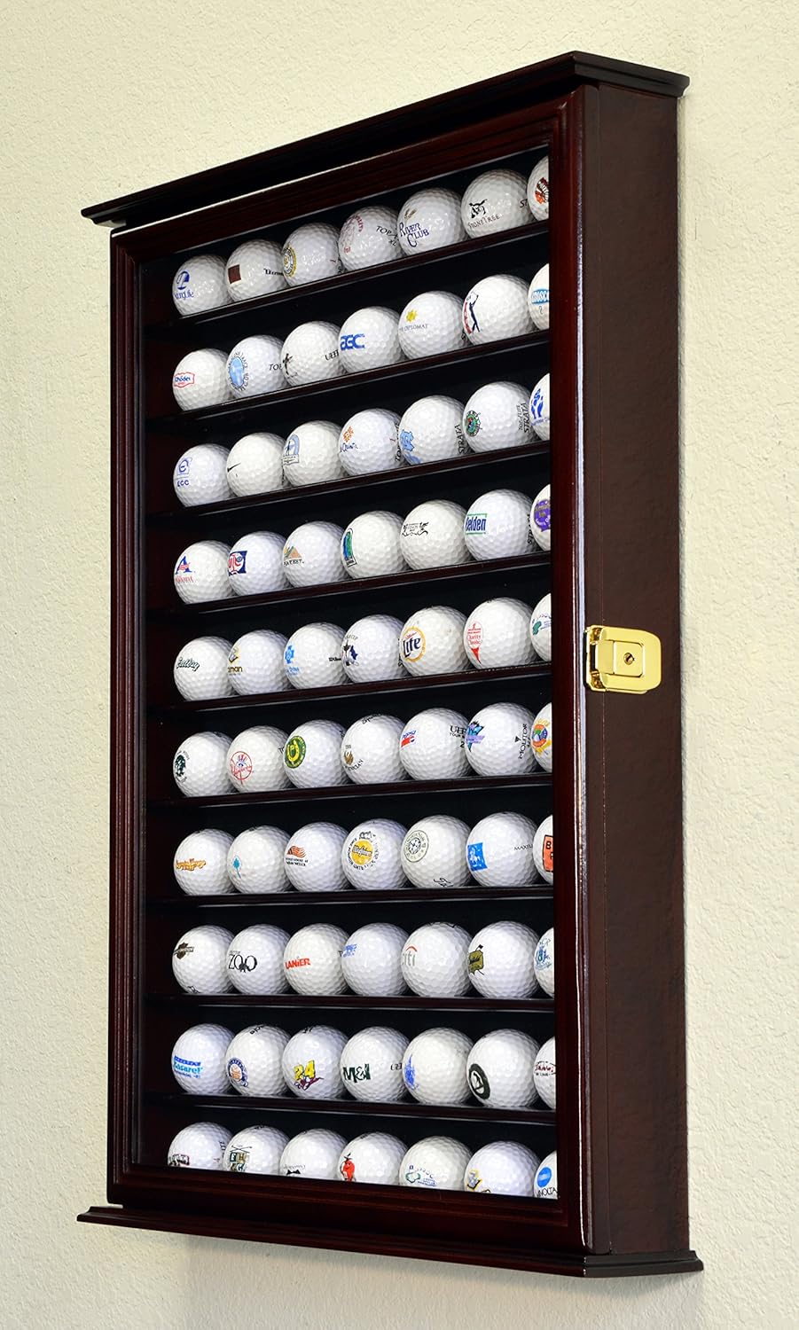 Golf Ball Display Case Holder Cabinet Wall Rack Stand Select Your Size 98% UV Lockable 5 Sizes 4 Colors to Choose