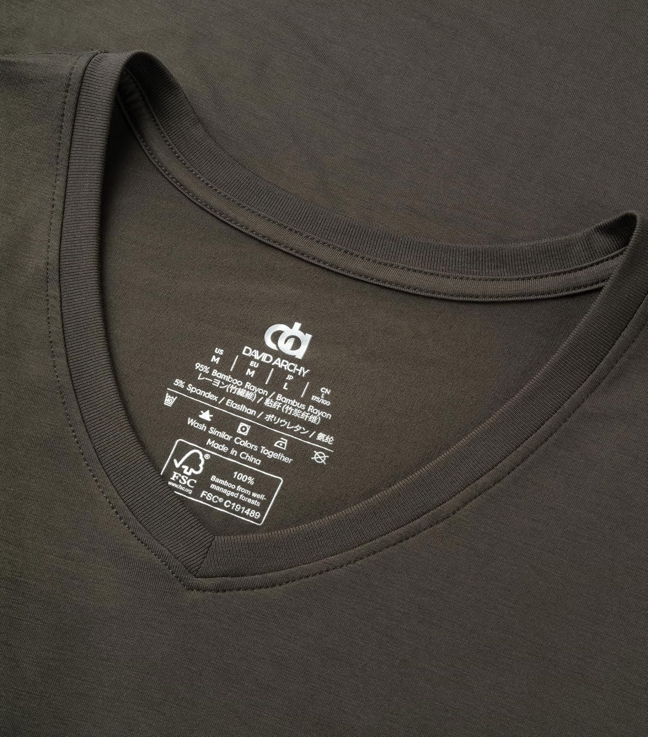 DAVID ARCHY Men's Undershirt Bamboo Rayon Moisture-Wicking V-Neck T-Shirts Stretch Tees for Men, 3 or 5 Pack