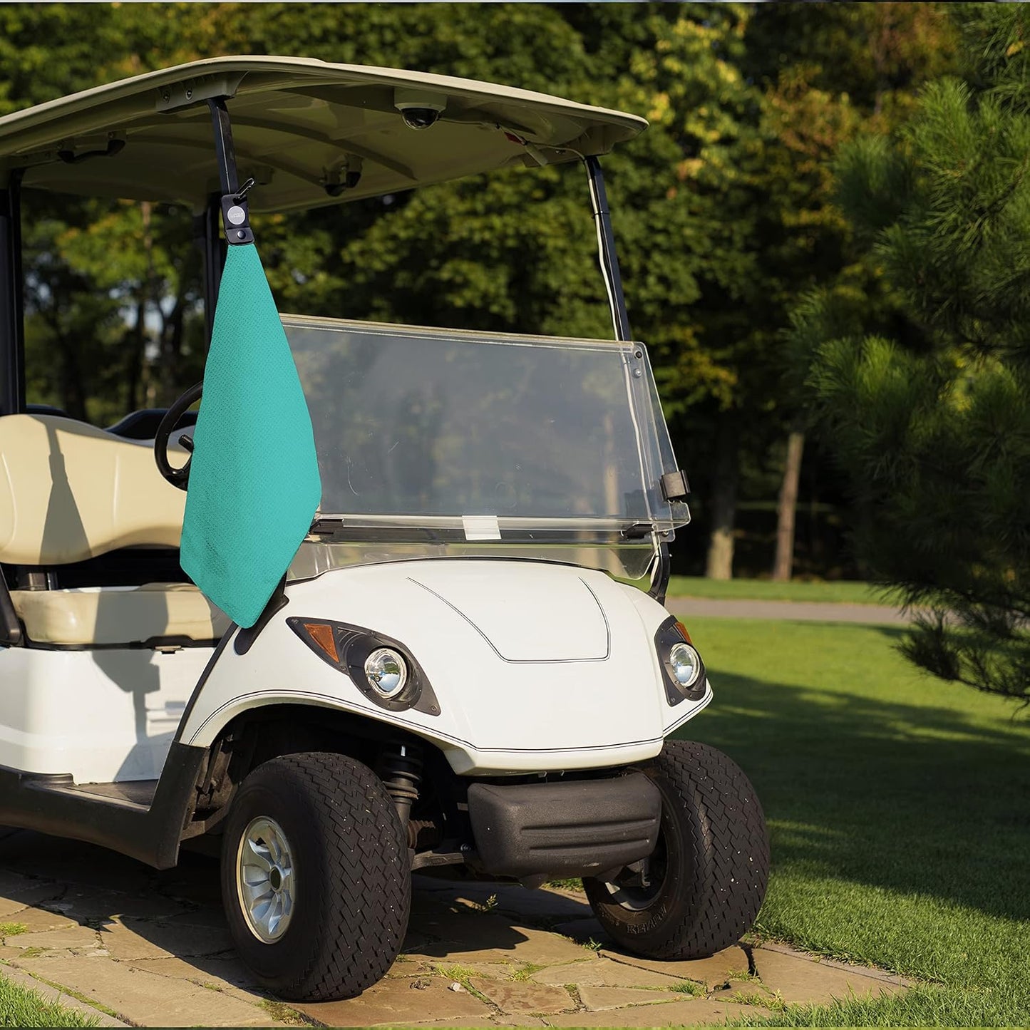 Magnetic Golf Towels for Golf Bags with Clip & Ultra Strong Magnet - Waffle Weave Microfiber Towel for Secure Hold on Bags & Carts - Ideal Club Cleaner & Accessories - Aqua