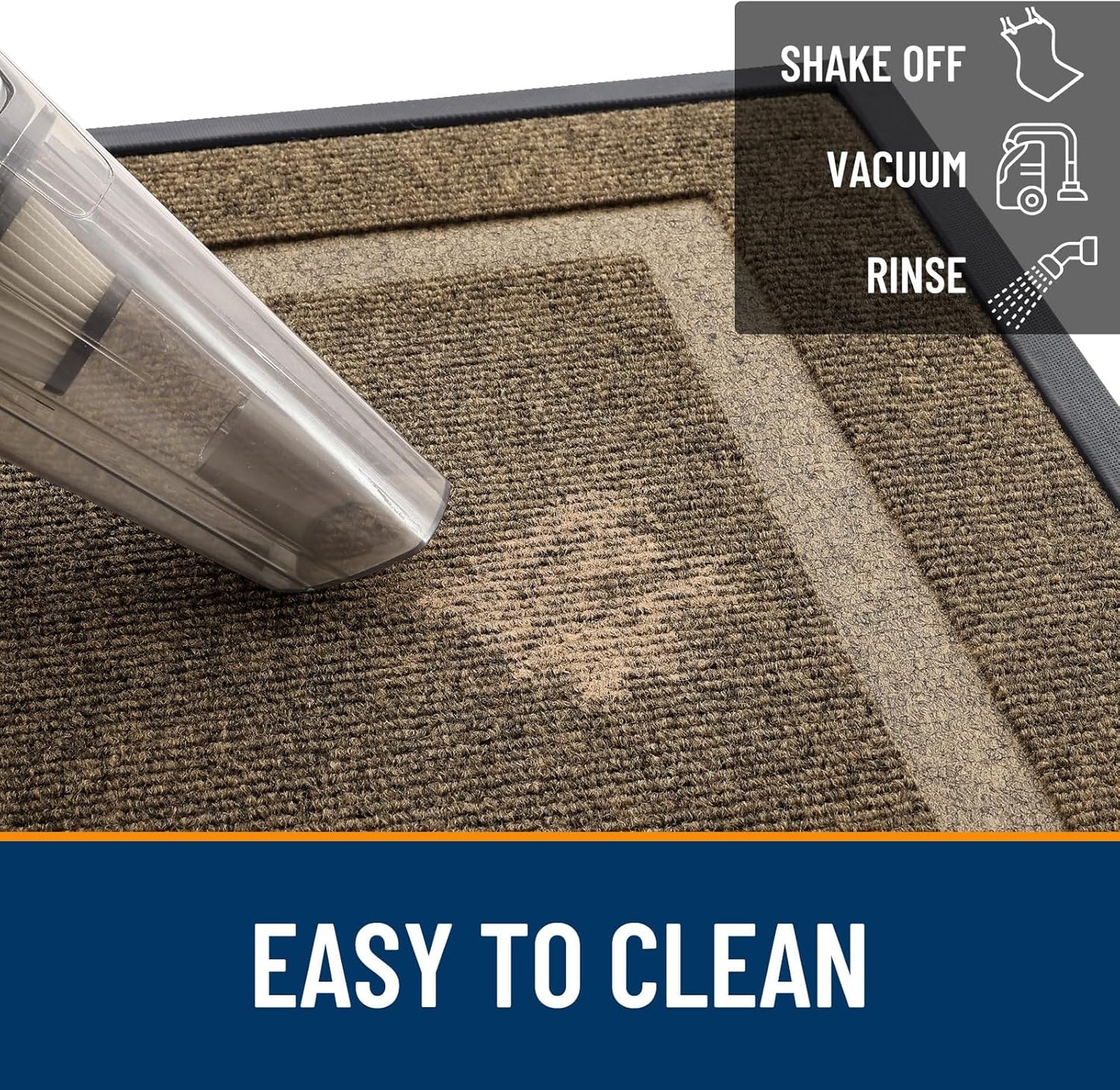 OLANLY Front Door Mat Indoor Outdoor Entrance, Waterproof All-Season, All-Weather Doormat, Sturdy Natural Rubber, Fade Resistant, Low Profile, Easy Clean Patio Porch Entryway Mat, 47x23, Brown