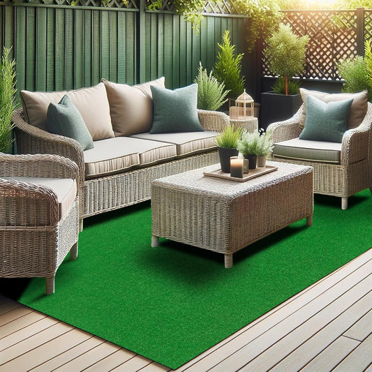 Ottomanson Artificial Grass Turf 7'10" x 20' Indoor Outdoor Faux Grass Rug with Drainage Holes, Customizable with Extra Long Size Options, Perfect for Patio Lawn Balcony Weddings Photoshoot Backdrop