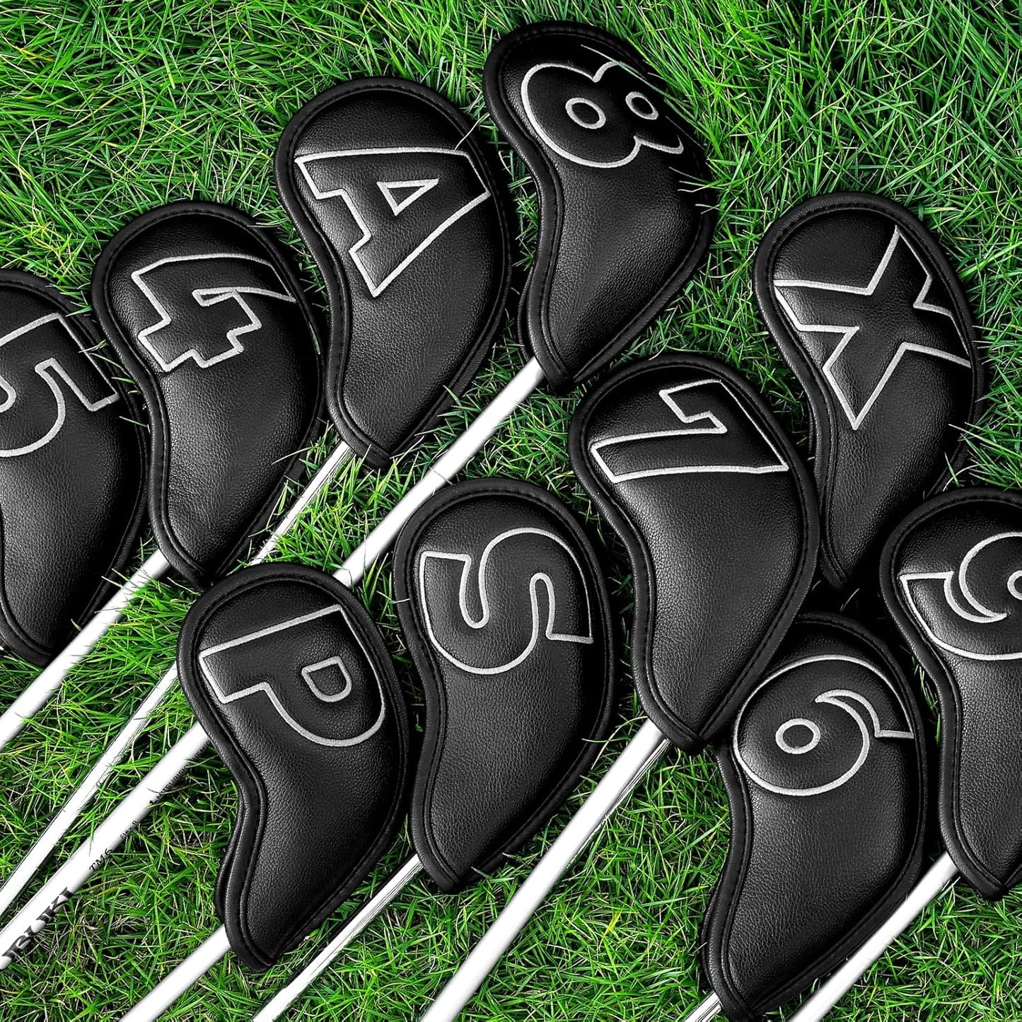 Craftsman Golf 10pcs Red No. on Both Sides Magnetic Closure Classic Black Leather Iron Headcover Covers Set Travel Cases Protector Available Custom with Name