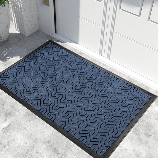 Yimobra Extra Large Door Mat Outside Entrance 60x36, Waterproof Heavy Duty Outdoor Mats for Front Door, Non Slip Rubber Entry Mat for Garage Patio Indoor, Easy Clean, Blue