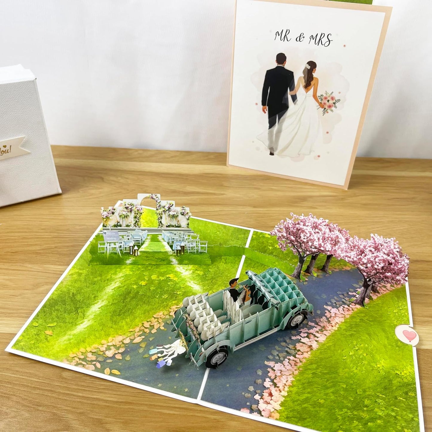 3D Wedding Popup Card - Handmade Bride & Groom Paper Art for Wedding, Engagement, Anniversary, Bridal Shower - Unique Greeting Card Gift for Couple, Husband, Wife, Newlyweds