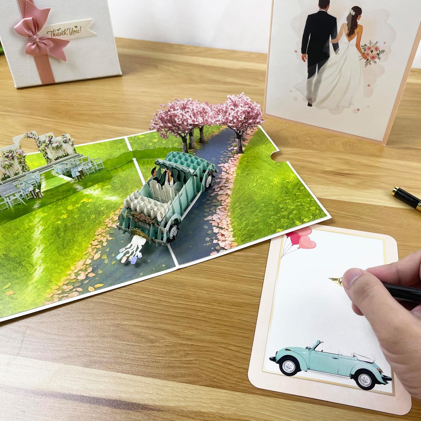 3D Wedding Popup Card - Handmade Bride & Groom Paper Art for Wedding, Engagement, Anniversary, Bridal Shower - Unique Greeting Card Gift for Couple, Husband, Wife, Newlyweds