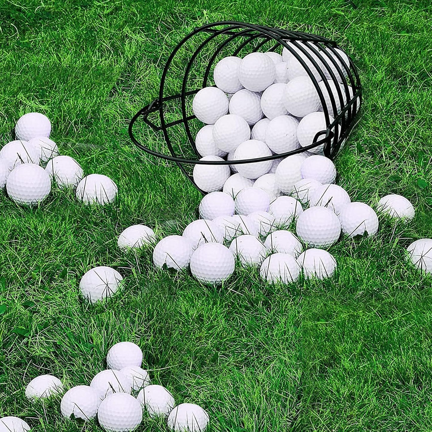 2 Pack Golf Ball Metal Range Basket, Golf Ball Bucket Container Balls Bucket with Handle, Holds Contain 50 Balls