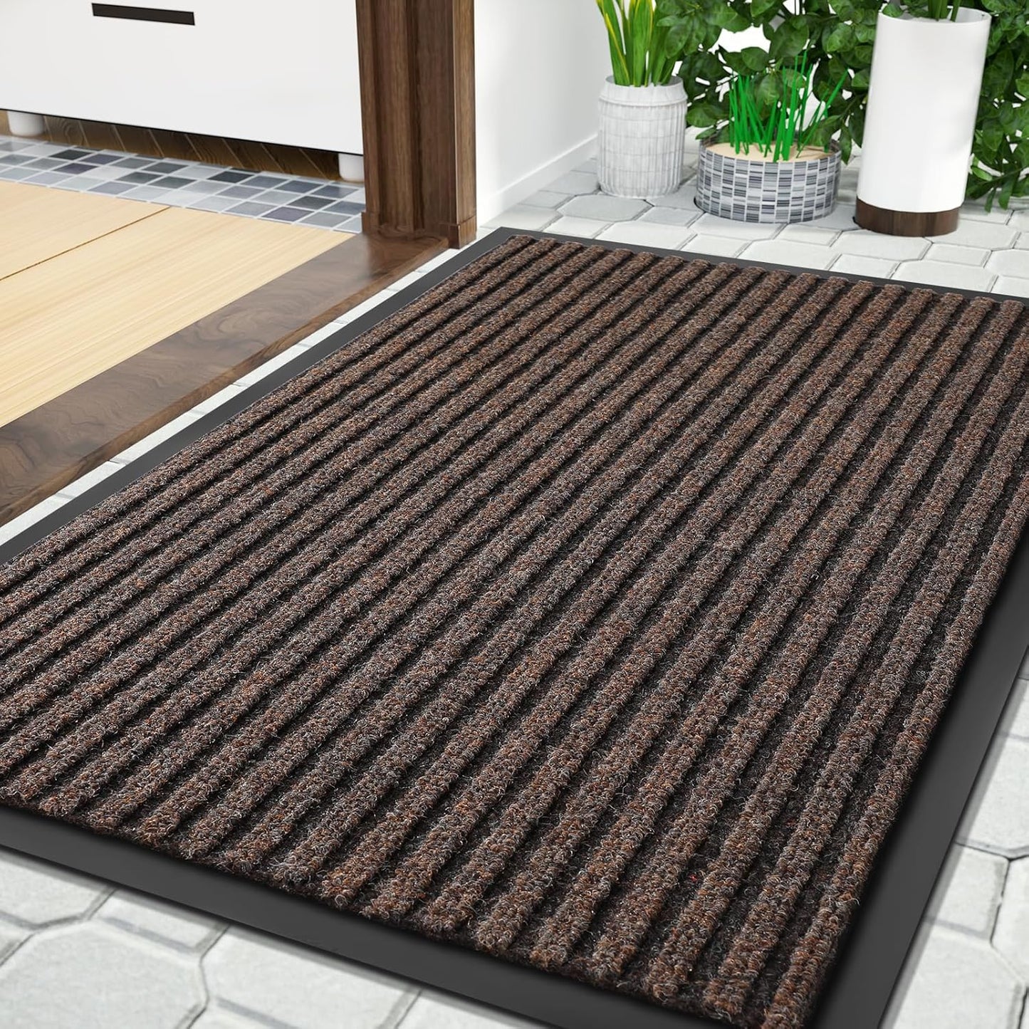 Yimobra Front Door Mat Outdoor Indoor Entrance, 100% Waterproof All-Season All Weather Doormat, Welcome Matt Outside Entry, Non Slip, Low Profile, Heavy Duty Patio Porch Floor Mats,36 x 24