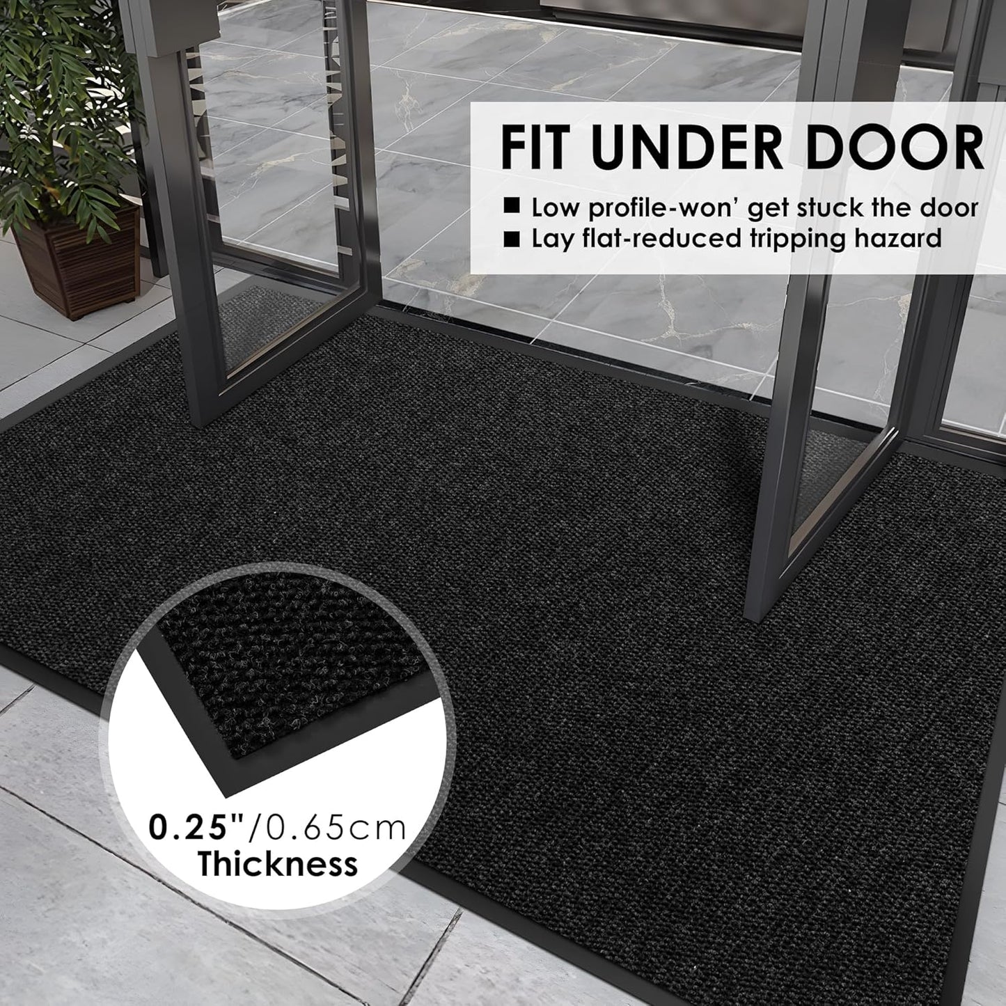 4′ x 4′ Front Door Mat Indoor Outdoor Entrance, Commercial Floor Mat Heavy Duty Dirt Trapper Entryway Doormat, Custom Size Non Slip Rubber Backing Welcome mat, Door Mat for High Traffic Area