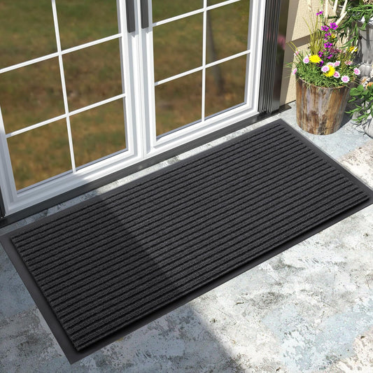 Yimobra Front Door Mat Outdoor Indoor Entrance, 100% Waterproof All-Season All Weather Doormat, Welcome Matt Outside Entry, Non Slip, Low Profile, Heavy Duty Patio Porch Floor Mats,47 x 24,Grey