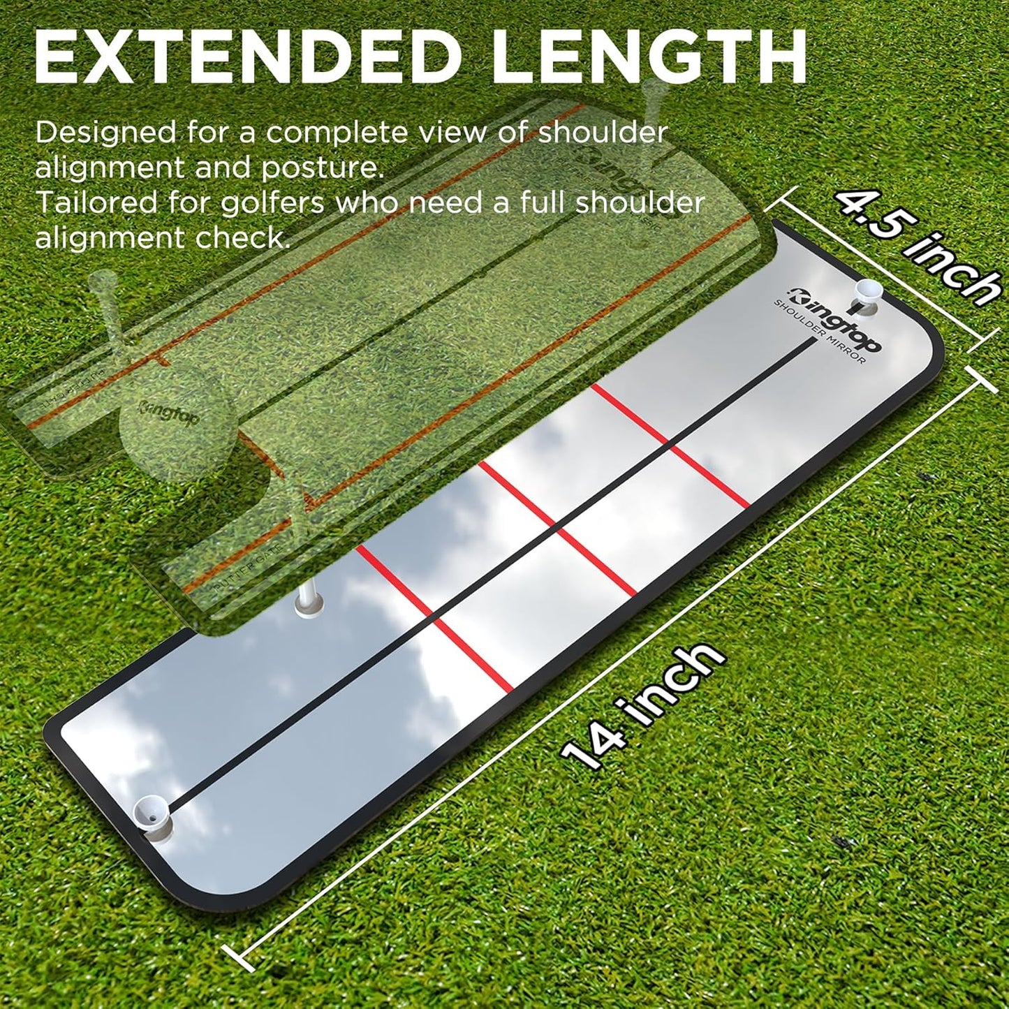 KINGTOP Golf Putting Mirror - Alignment Putting Training Aids for Consistency & Accuracy - Ideal for Indoor | Outdoor Practice, with Carry Bag and Golf Tees