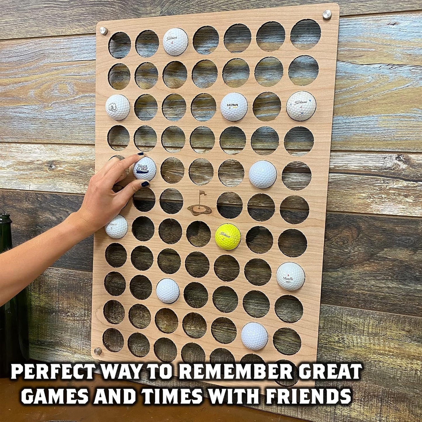 Torched Golf Ball Display Holder Collector’s Case Holds 76 Golf Balls Wall Mount Decor