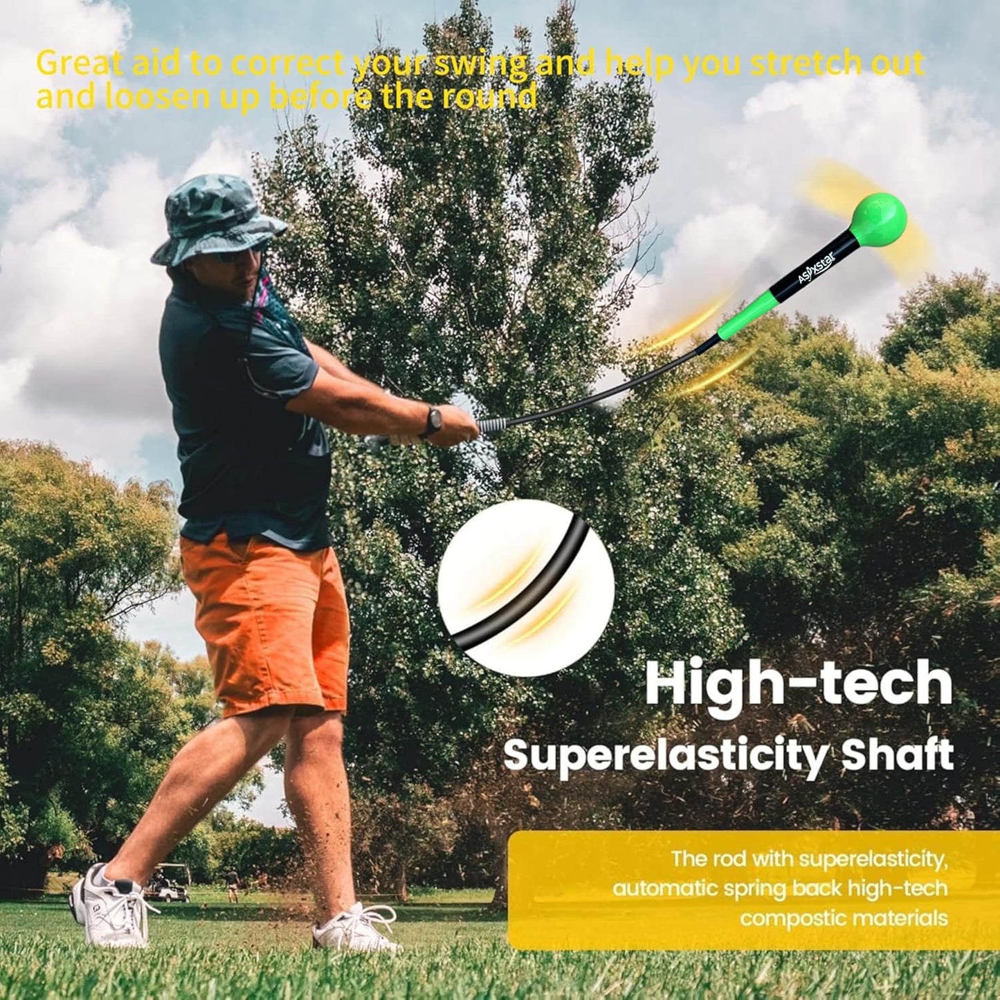 Golf Swing Trainer Aid - Power Flex Golf Swing Training aid for Strength and Tempo Golf Swing Speed Trainer Golf Training aid Golf Warm up Stick