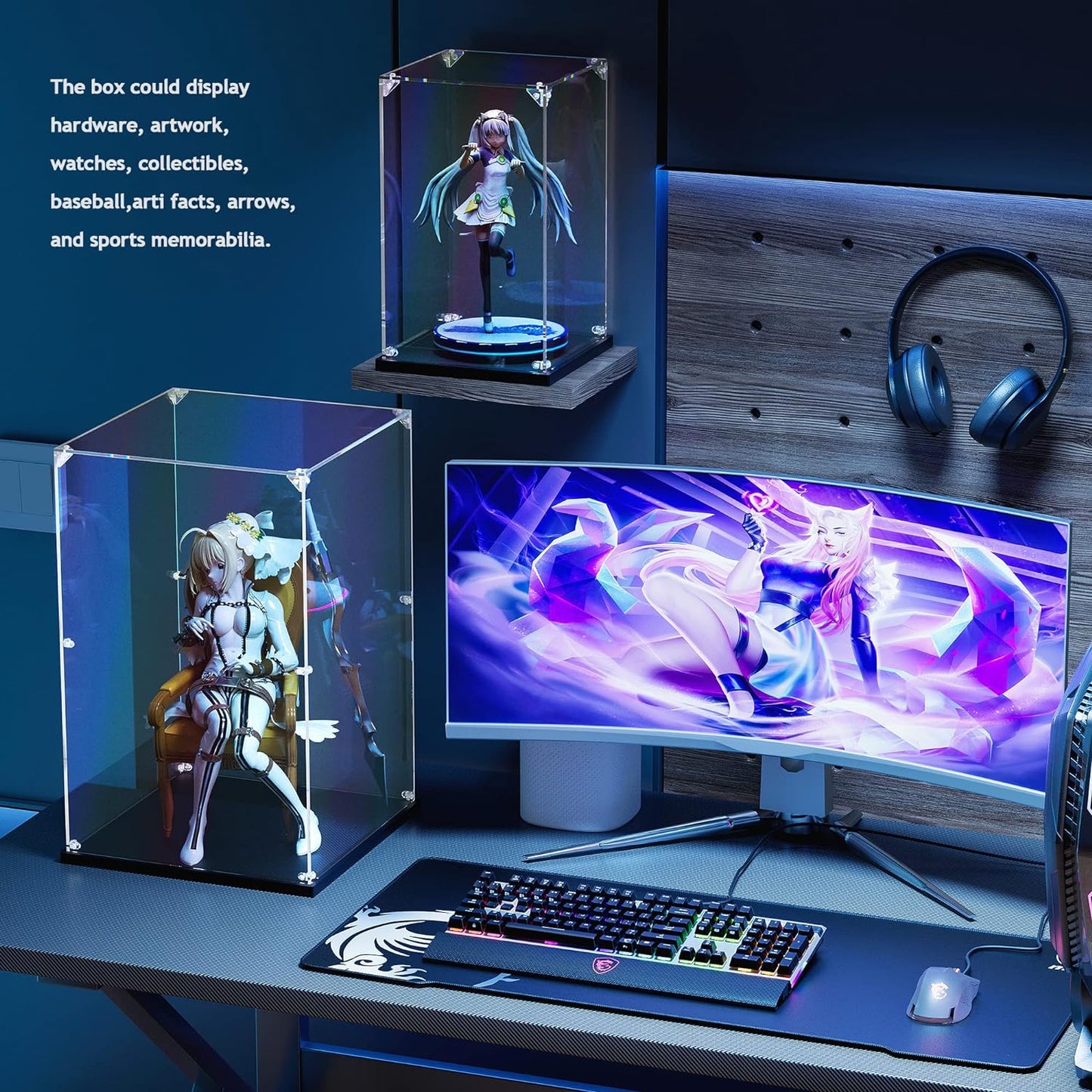 Clear Acrylic Display Case, Self-Assemble Showcase for Collectibles, Action Figures, Dolls, Toys - Alternative Glass Box for Commemorative Gifts (10x10x15.7inch, 25x25x40 cm)