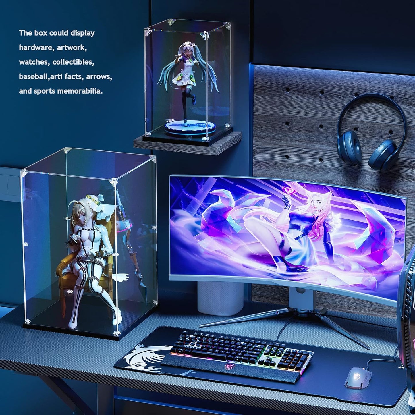 Clear Acrylic Display Case, Self-Assemble Showcase for Collectibles, Action Figures, Dolls, Toys - Alternative Glass Box for Commemorative Gifts(14x14x14 inch, 35x35x35 cm)