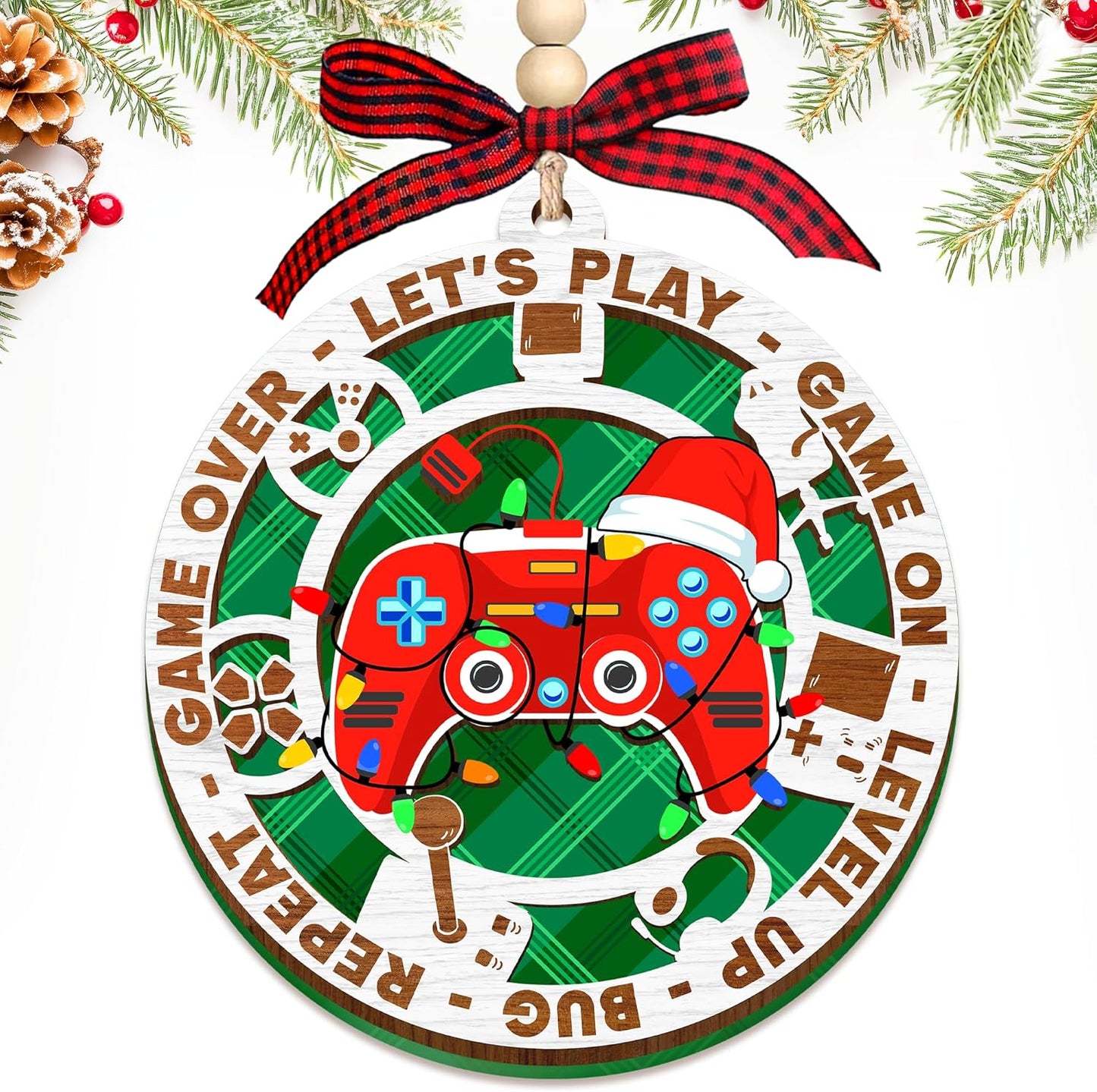 HEXMOZ Gaming Christmas Ornaments - Gamer Ornaments for Christmas Tree - Video Gamer Gifts for Teen Boys, Gamers, Sons, Brothers - Holiday Present Ideas - Xmas Ornament Decorations 2025