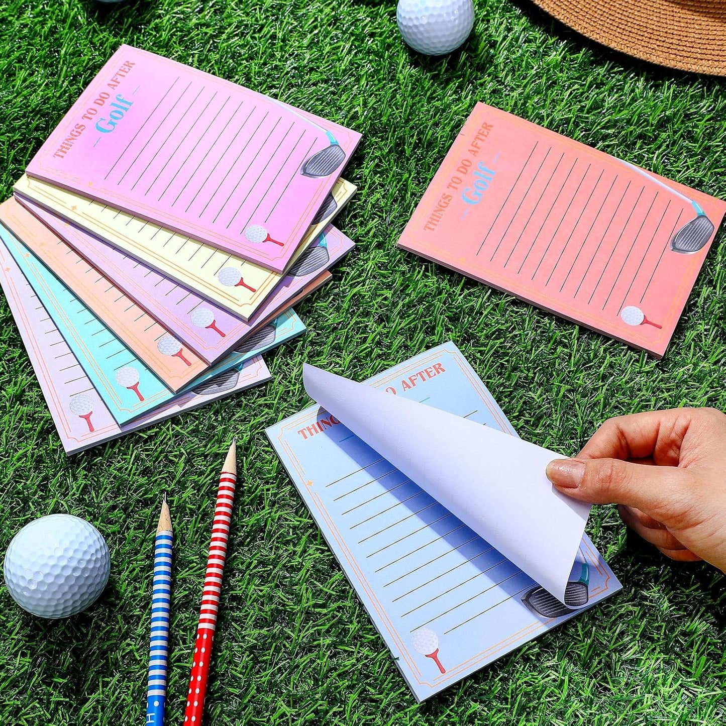 Eaasty 8 Pack Funny Memo Notepads Funny Golf Gifts Golf Notebook Sticky Note to Do List for Office Supplies, 8 Styles (Simple Style)