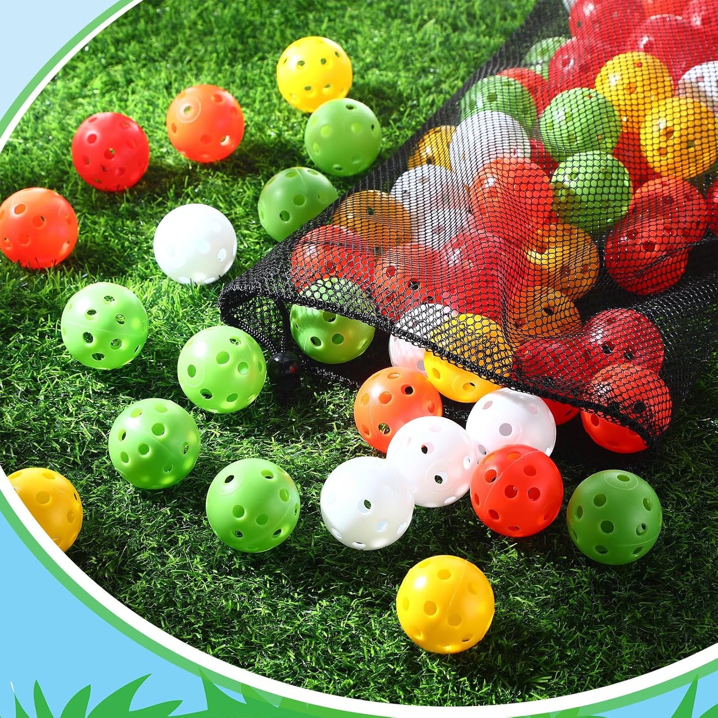 80 Pack Practice Golf Balls Limited Flight 42 mm Golf Training Airflow Hollow Plastic Ball for Women Men Indoor Outdoor Driving Range Swing Practice Home