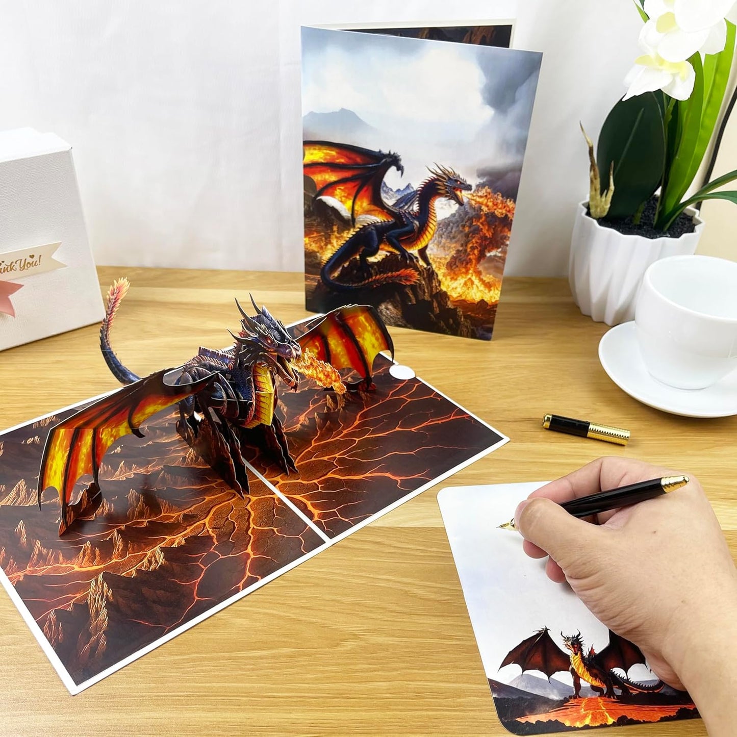 3D Dragon Popup Card - Handmade Fantasy Paper Art for Birthday, Anniversary, Christmas, Father’s Day - Unique Gift for Him, Her, Son, Daughter, Dragon Lover, Mythical Creature Fan