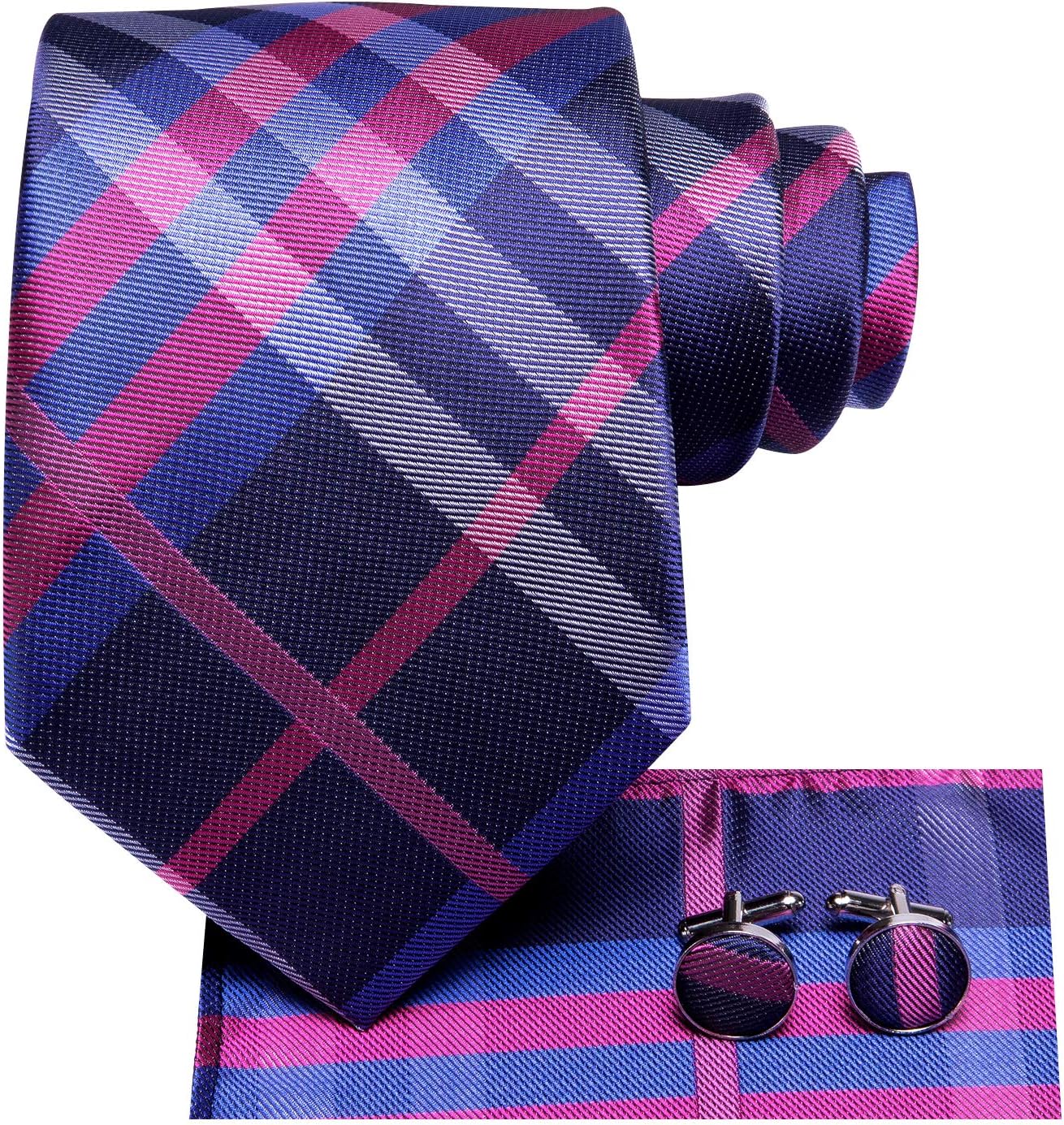 Dubulle Mens Paisley Striped Tie WOVEN Necktie for Men and Handkerchief Cufflinks Set Wedding Formal Business