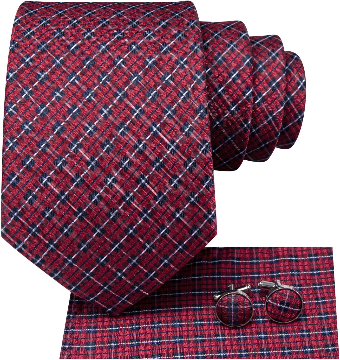 Dubulle Mens Paisley Striped Tie WOVEN Necktie for Men and Handkerchief Cufflinks Set Wedding Formal Business