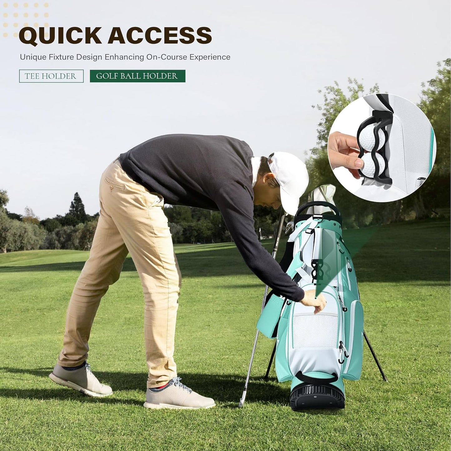 Golf Stand Bag with 7 Way Top Dividers, Lightweight Golf Bags for Men Women with Multiple Pockets, Dual Straps