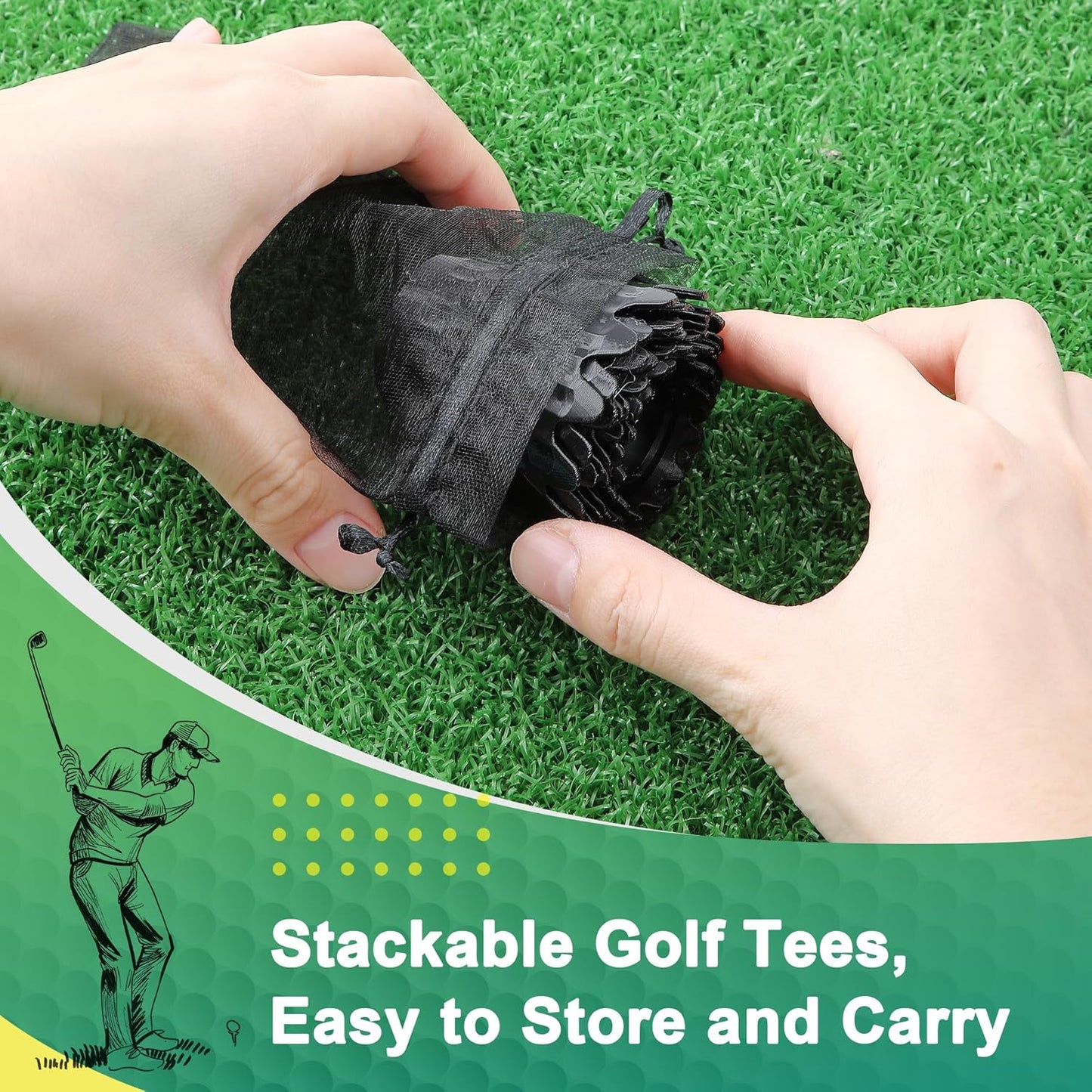 8 Pack ‌Simulator Golf Tees, TPU Unbreakable Material, Height from 1/4" to 2", Suitable for Indoor, Outdoor, Winter, Golf Mats, Turf and Driving Range