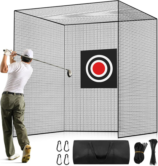 SHANTRA Golf Net Without Frame, 10x10x10ft Golf Batting Cage Netting, Golf Netting with 4 Carabiners and 4 Tie Rope, Golf Practice Net for Indoor, Outdoor, Backyard, Golf Simulator, Impact Screen
