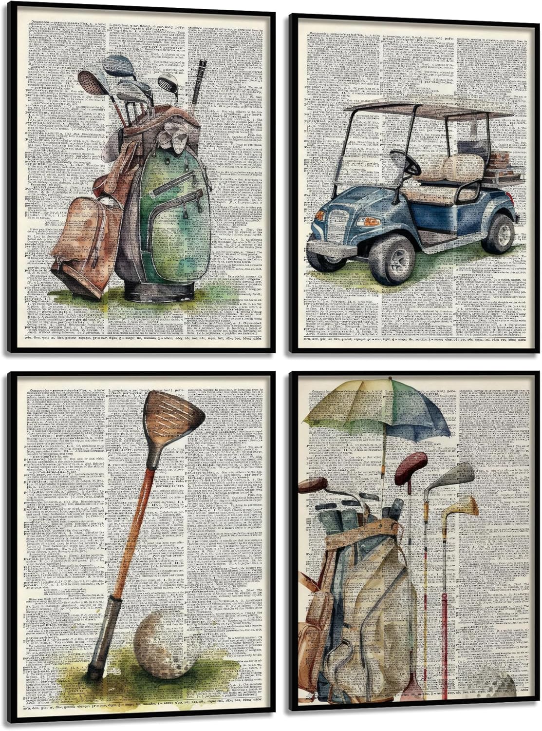 Vintage Golf Wall Art Man Cave Sport Wall Decor Retro Golf Club Poster Prints for Office Games Sports Room Dorm Canvas Painting Picture Artwork 8x10 Unframed